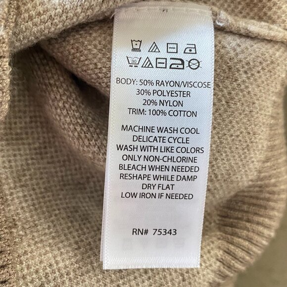 Tahari Beige White Plaid Sweater Vest Long Sleeve Top M - Picture 4 of 7